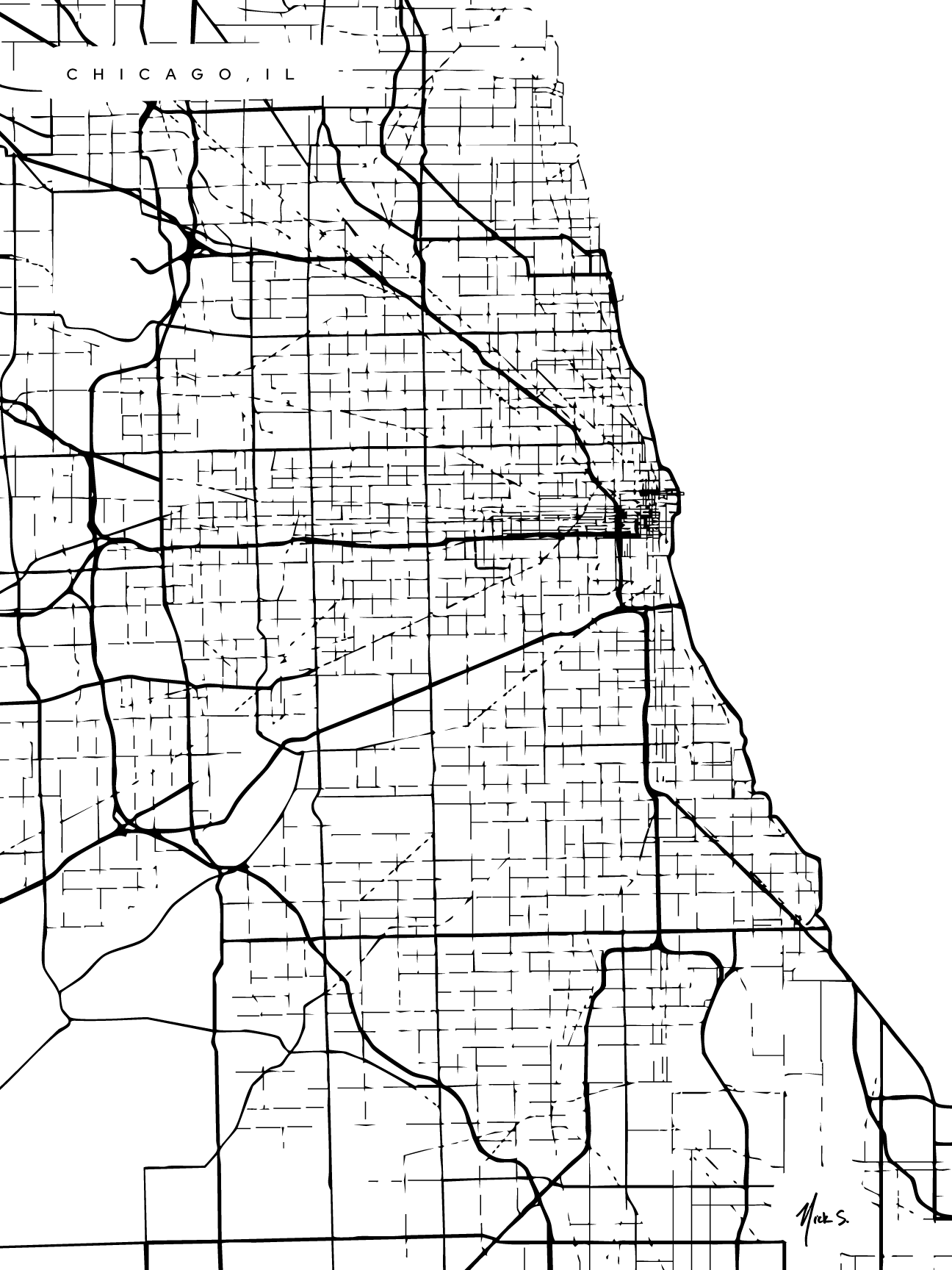 Chicago - Illinois Print in Modern Collection 18x24