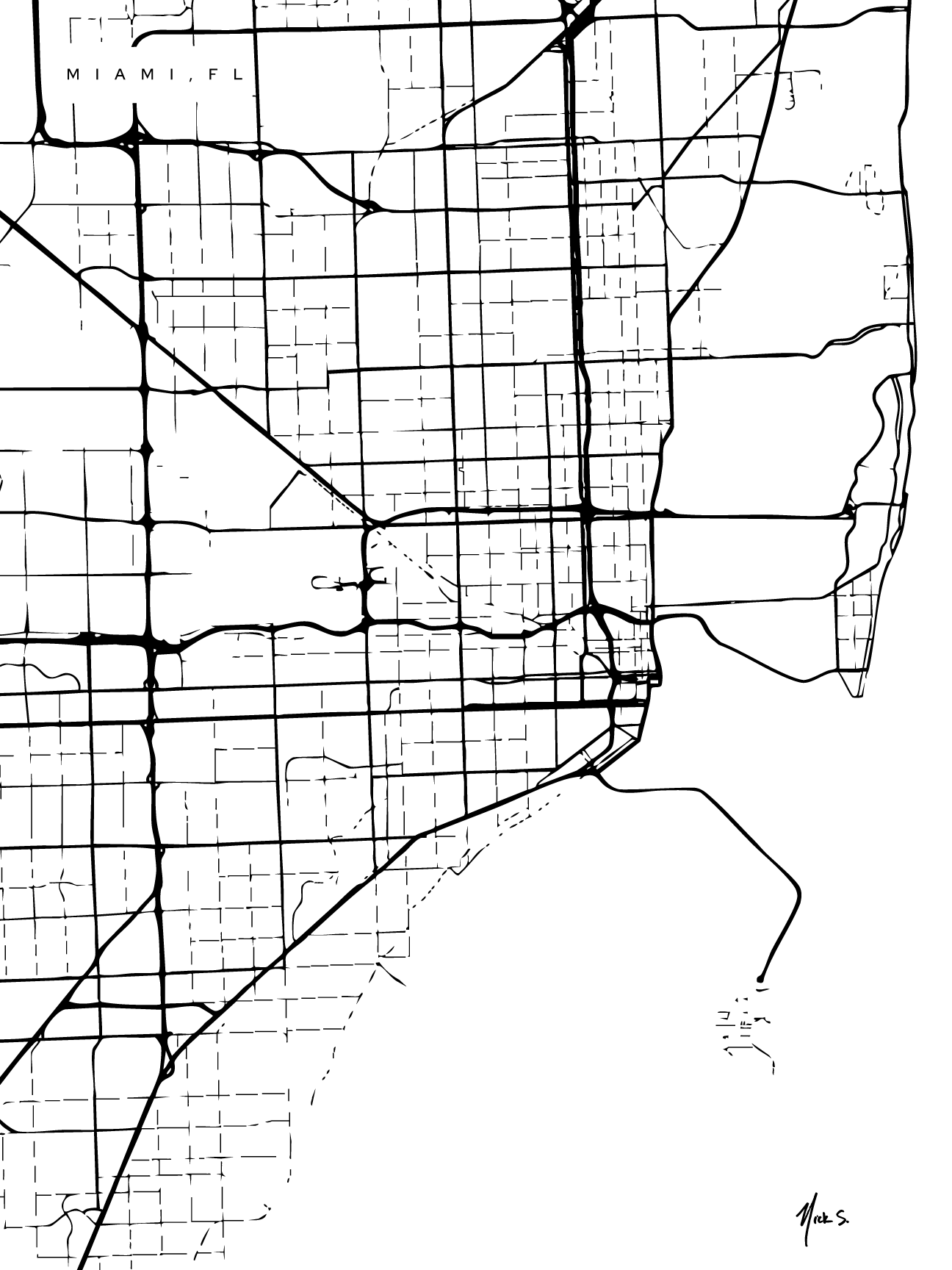 Miami - Florida Print in Modern Collection 18x24